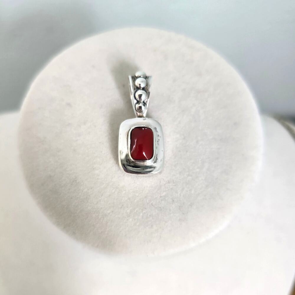 SILPADA Sterling Silver Pendant Red Stone Classic Boho Western S0694 Retired